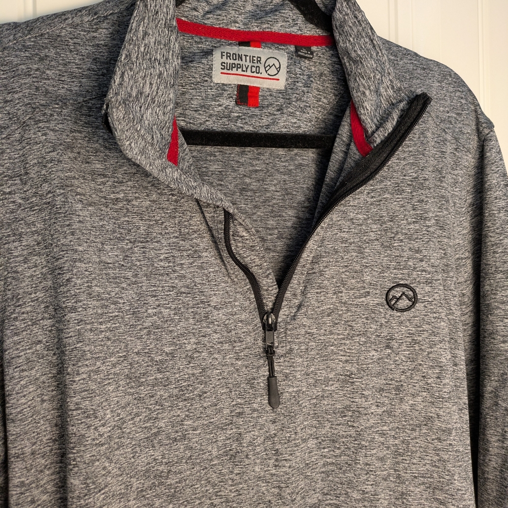 Frontier Supply Co. Men's Heather Gray Zip-Up Pullover Sz:L Performance Active